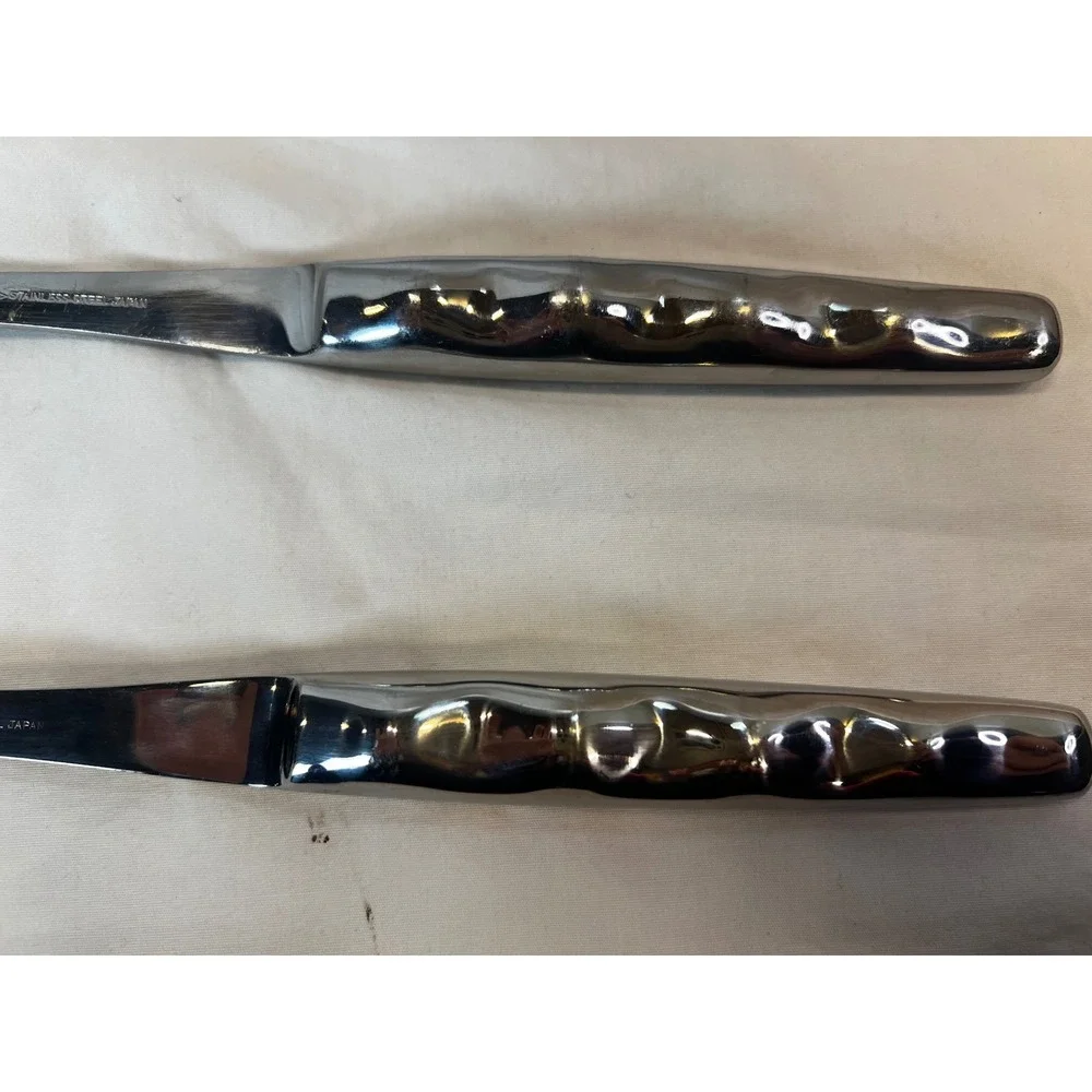Intedge Stainless Steel Salad Serving Set Hammered Handle Japan 2pc 12.5